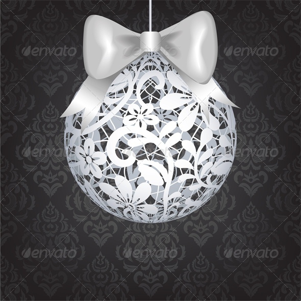 Christmas Card with Lace Bauble - Christmas Seasons/Holidays