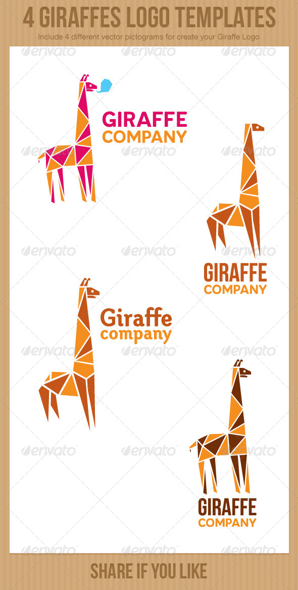4 Giraffe Logos - Animals Logo Templates
