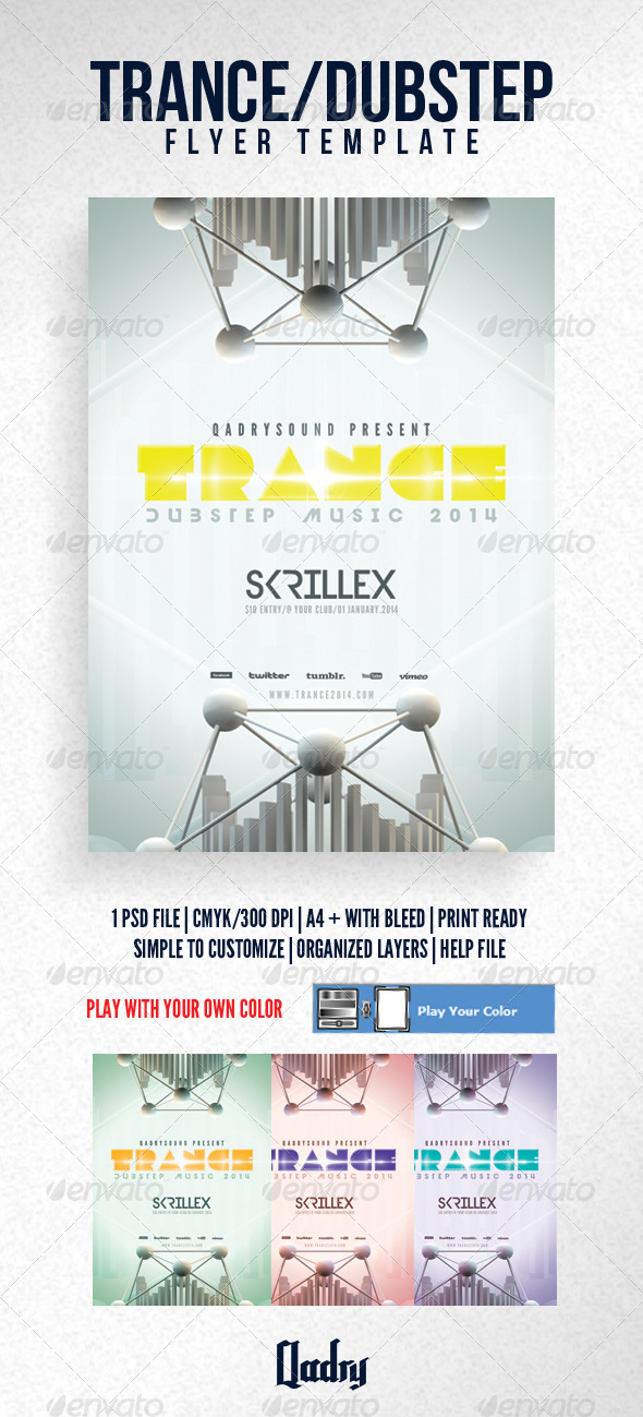 Trance / Dubstep Flyer Template - Clubs & Parties Events