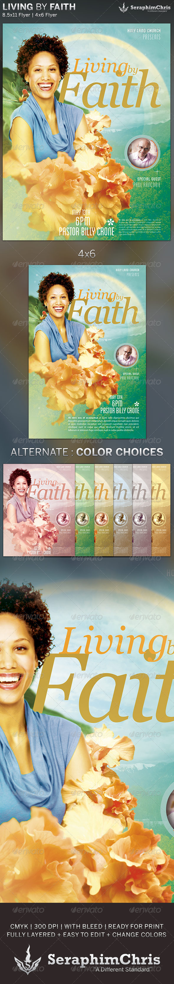 Living by Faith: Church Flyer Template - Church Flyers