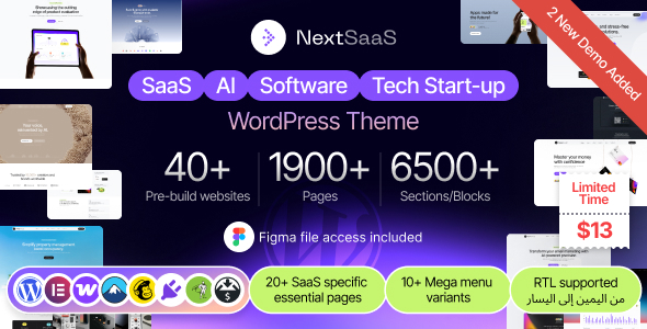 NextSaaS | SaaS, Software, Startup WordPress Theme