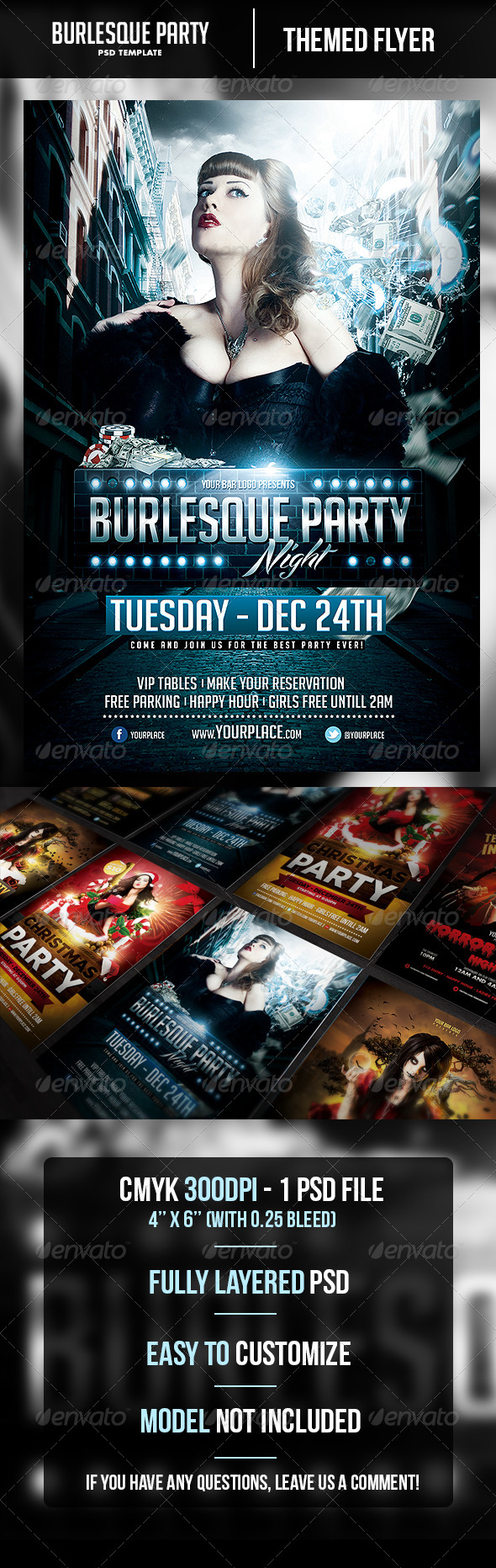 Burlesque Party Flyer Template - Clubs & Parties Events