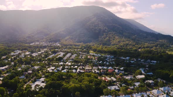 Aerial View On Palm Cove Suburbean Town Situated In Queensland, Australia