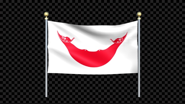 Flag Of Easter Island Rapa Nui Waving In Double Pole Looped alt