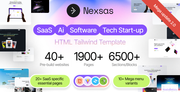 Nexsas | SaaS, Software, Startup Tailwind Template