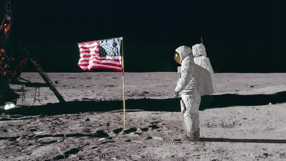Astronaut Saluting the American Flag