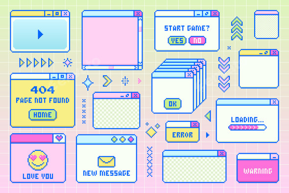 Retro Collection of Pixel Art Windows