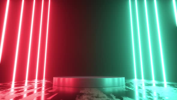 Platform for product presentation. Modern futuristic neon abstract background. Animation 3d render alt