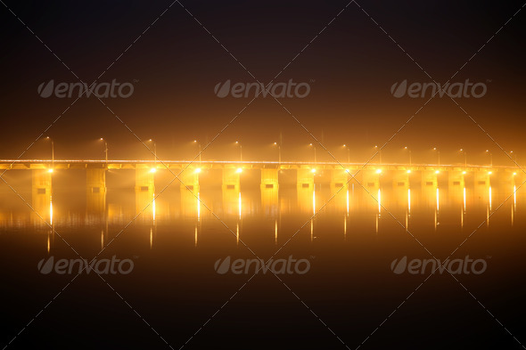 Pont des martyrs Bridge at night - Stock Photo - Images