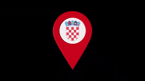 3D Rotating Pin Icon Animation With Croatia Coat Of Arms   Alpha Channel 2K alt