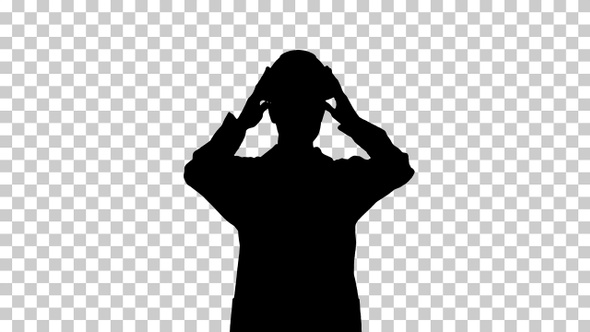 Silhouette Woman engineer in a hard hat, Alpha Channel alt