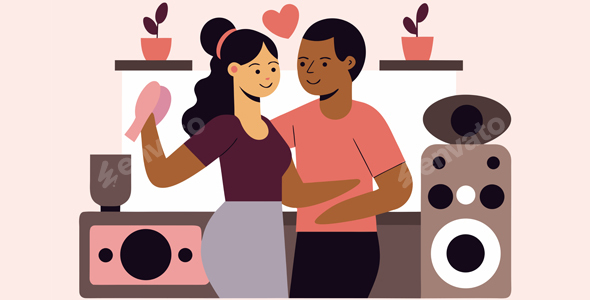 Romantic Couple Enjoying Dance at Home