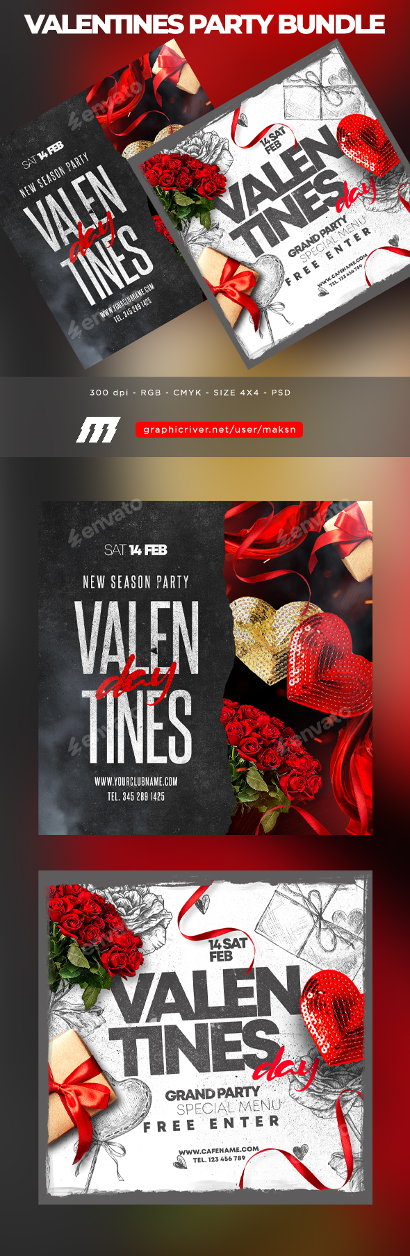 Valentines Flyers Bundle