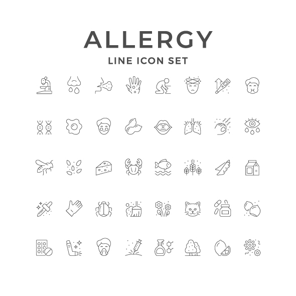 Set Line Icons of Allergy