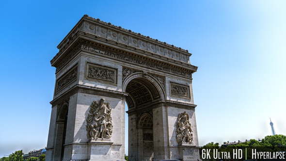 6K Time Lapse Arc de Triomphe in Paris Arch of Triumph at France alt