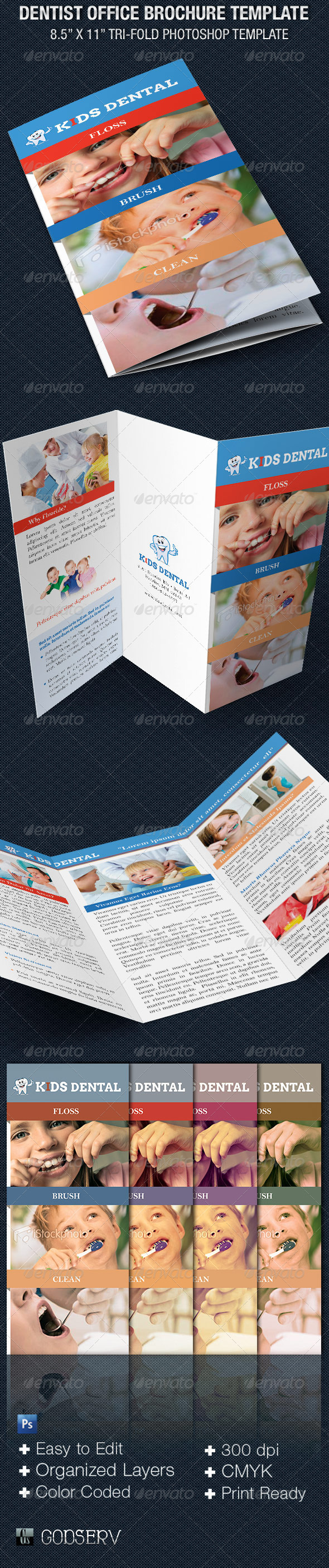 Dentist Office Tri-Fold Brochure Template - Corporate Brochures