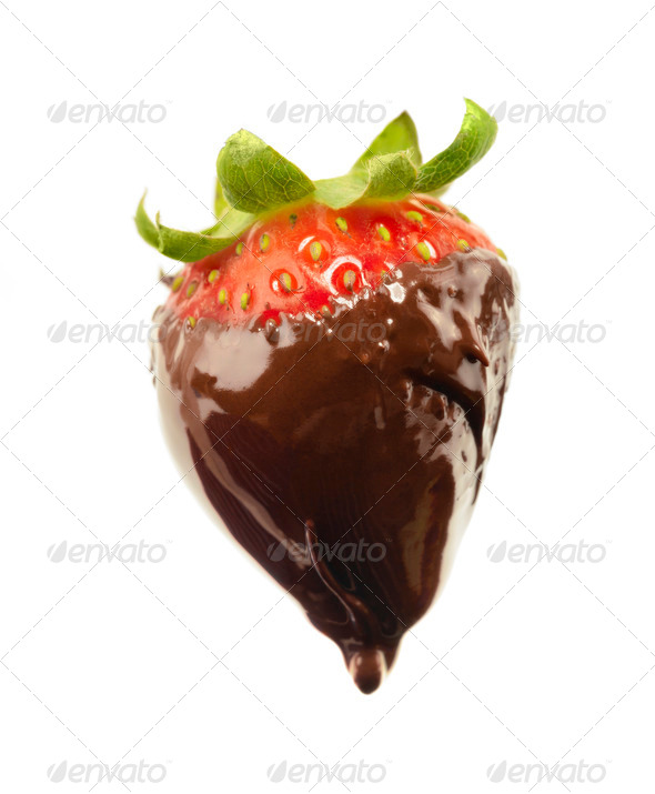 Dripping Chocolate Covered Strawberry - Stock Photo - Images