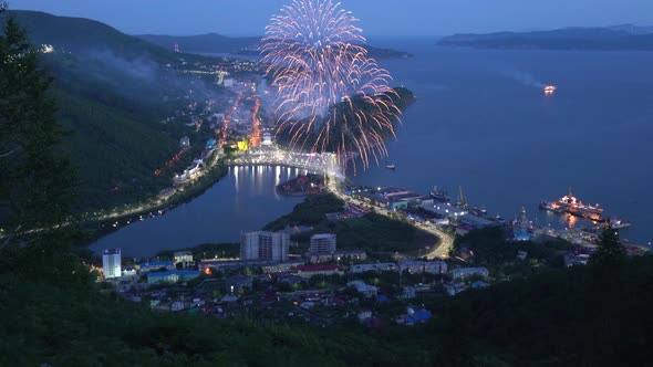 Multi-Colored Festive Fireworks on Fisherman's Day