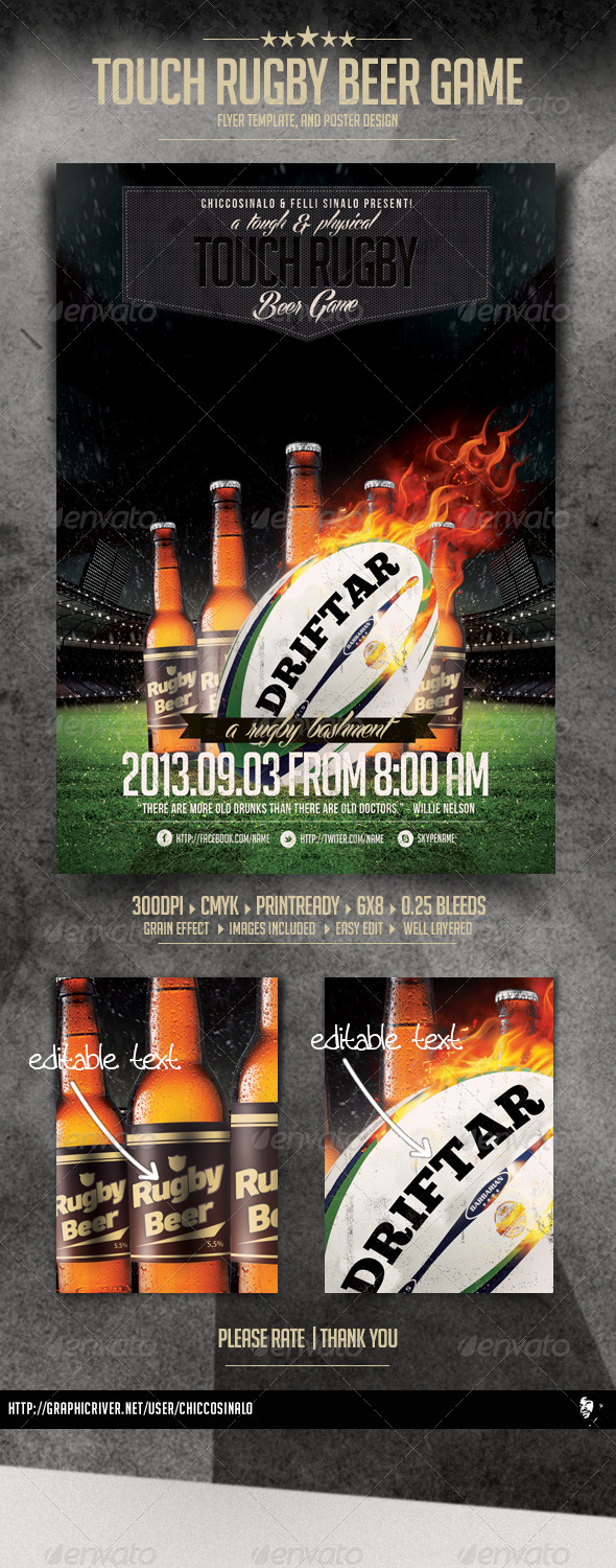 Touch Rugby Beer Game Flyer - Sports Events