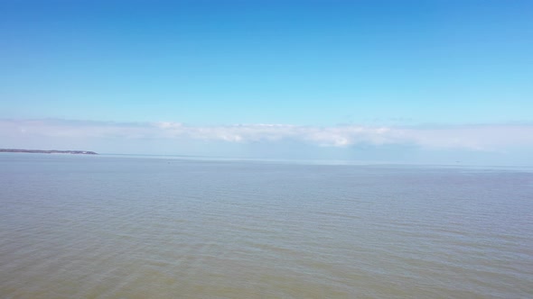 An Aerial View of an Empty Sandy Beach. Pandemic Quarantine. Whitstable, Kent, UK