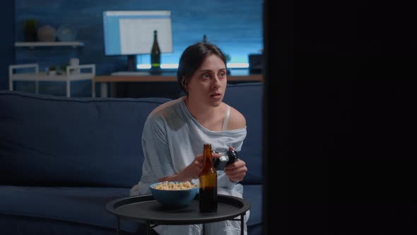 Upset Pro Gamer Losing Soccer Video Games Holding Wireless Controller alt