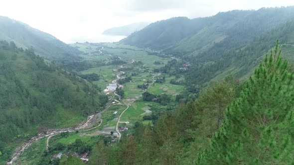 Bakkara valley with Tree Foreground in northern Sumatra Indonesia