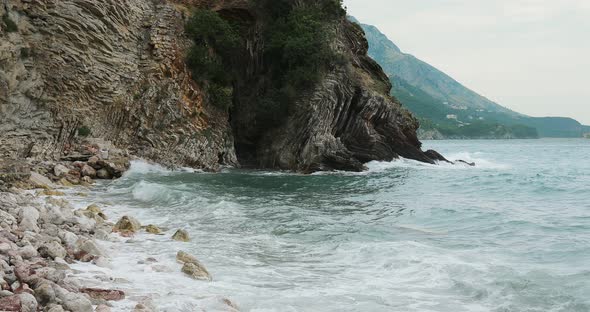 Stormy Sea Near Rocky Coast