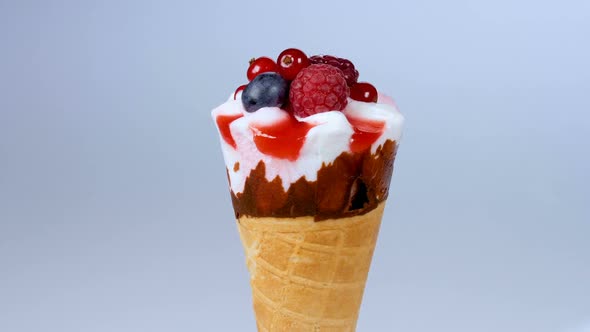 Forest Fruits Ice Cream Cone on Blue