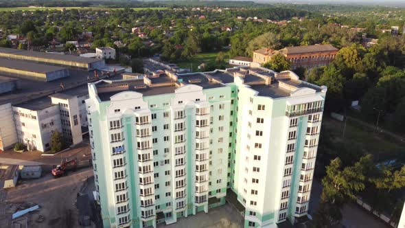 Aerial View of Modern Urban Apartment Building in Europe City alt