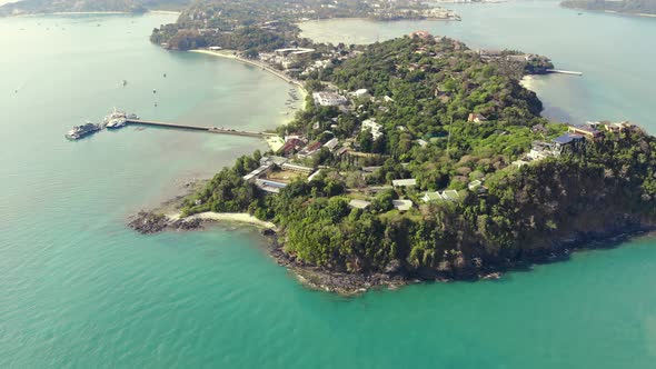 Aerial View of Wichit Mueang Phuket District Pier and Coastline alt