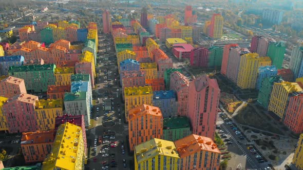 Colorful Buildings of a Residential District