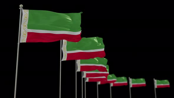 Chechen Republic  Row Of Flags Animation Include Alpha Channel