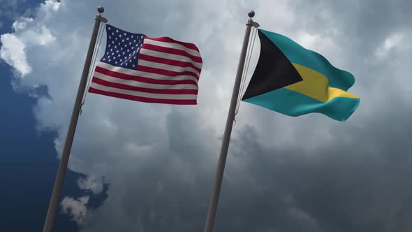 Waving Flags Of The United States And The Bahamas 2K alt
