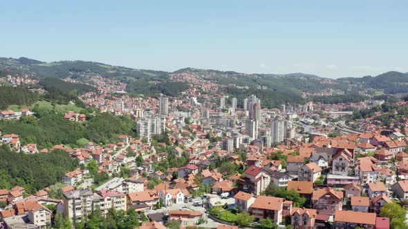 Drone Video of the City with Houses in Which Red Roof alt