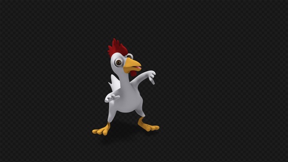 Cartoon Rooster-Chicken 3d Character Dancing