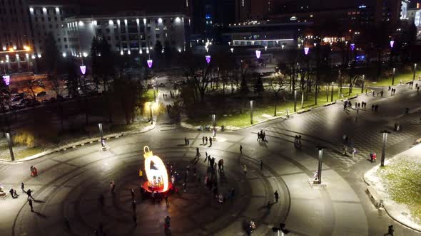 Holidays illumination lights of Freedom Square