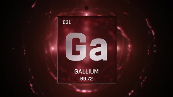 Gallium as Element 31 of the Periodic Table on Red Background