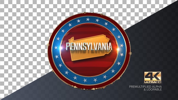 Pennsylvania United States of America State Map with Flag 4K