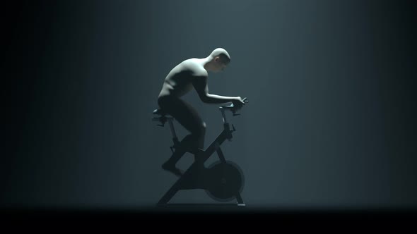 Cyclist obsessed with fat burning. A man with overweight riding on the bicycle. alt