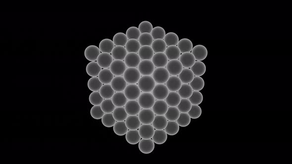 Abstract rotating cube from spheres