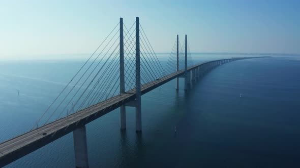 Panoramic Aerial View of Oresund Bridge Over the Baltic Sea alt