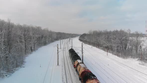 Freight Train in Winter Forest alt