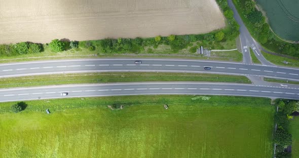 Aerial View of Sittingbourne Road or Dual Carriageway with Green Fields in the Background and Fast