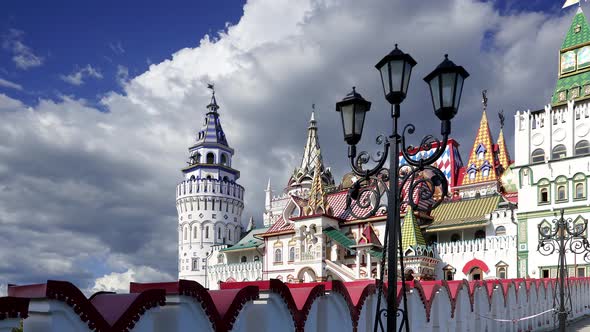 Kremlin in Izmaylovo against the moving clouds, Moscow, Russia