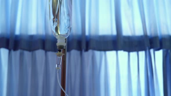 Normal saline hanging and drop for intravenous in hospital.