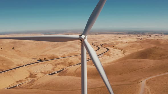 Aerial View of Wind Turbines Energy Production  Aerial Shot Over California alt