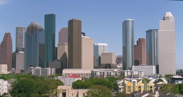 Aerial of the downtown Houston alt