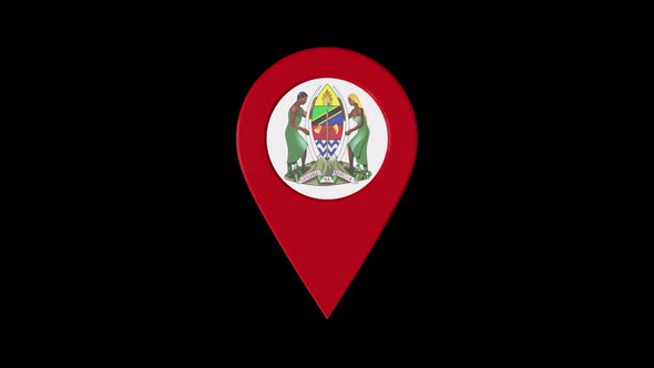 3D Rotating Pin Icon Animation With Tanzania Coat Of Arms  Alpha Channel 2K alt