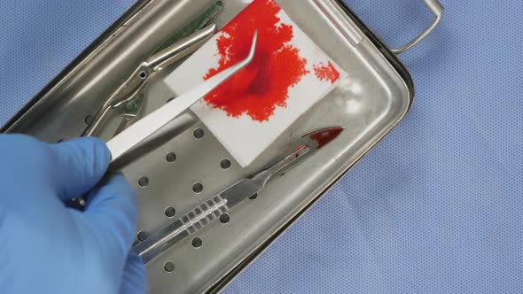 Tray Containing Medical Equipment in Surgery Room alt
