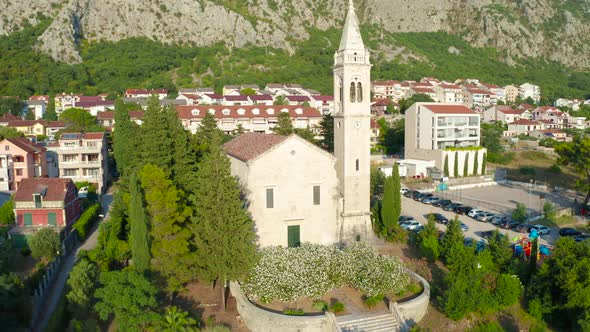 Around ofSt Matthew the Apostle Church in Dobrota Town of Kotor Bay Montenegro alt